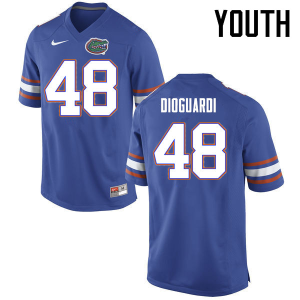 Youth Florida Gators #48 Brett DioGuardi College Football Jerseys Sale-Blue - Click Image to Close